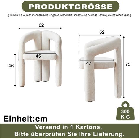 Modern Minimalistisch Esszimmerstuhl 2er Set, Chenille Stoff Polsterstuhl mit Armlehnen, Bequemer Essstuhl für Esszimmer Wohnzimmer Büro, Maximale Belastbarkeit 150kg (1/5)