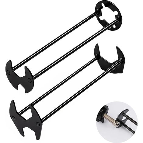 Set di chiavi per lavello, chiave esagonale a quattro griffe, 7 misure universali, 202 x 50 mm / 203 x 62 mm, nero (1/5)