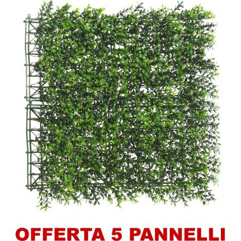 OFFERTA 5 PANNELLI SIEPE ARTIFICIALE 8X100X100CM VERDE DECORO CASA GIARDINO