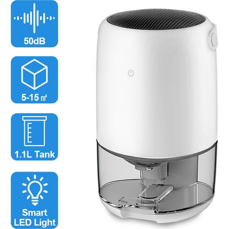 Randaco Deumidificatore d'aria elettrico 450 ML/giorno serbatoio d'acqua 1100ML, deumidificatore d'aria silenzioso portatile (450ML - 15㎡) (1/5)