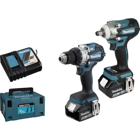 Makita DLX2533TJ kit taladro atornillador DDF489 y llave de impacto DTW300 (1/4)