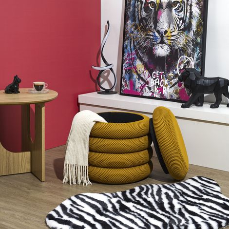 Pouf - HOME DECO FACTORY - Rangement - Jaune
