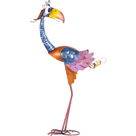Tooarts 79 cm große Cartoon-Tukan-Skulptur, Vogelskulptur aus Eisen, stehendes Tierornament, Kunstwerk für