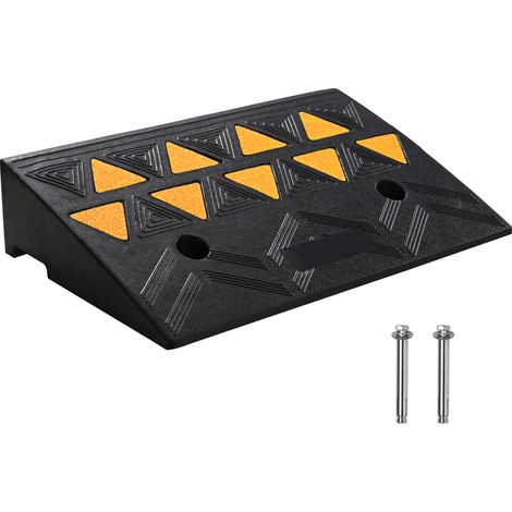 Mophorn Rampa de goma para aceras de 4,25" de altura, 11,8" de ancho, 19,7" de largo, rampa de entrada resistente de 15 T para carretillas elevadoras, camiones, autobuses, automóviles y sillas de rue