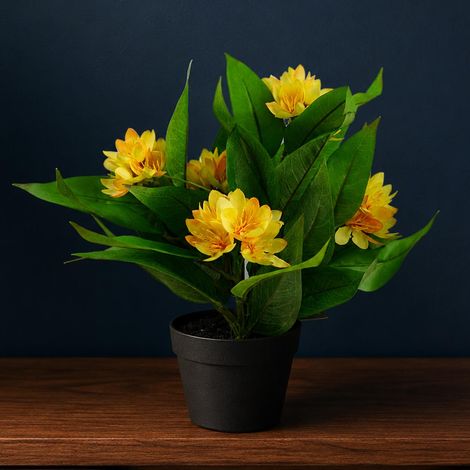 18cm Artificial Freesia Plant Yellow Flowering Premium (1/5)