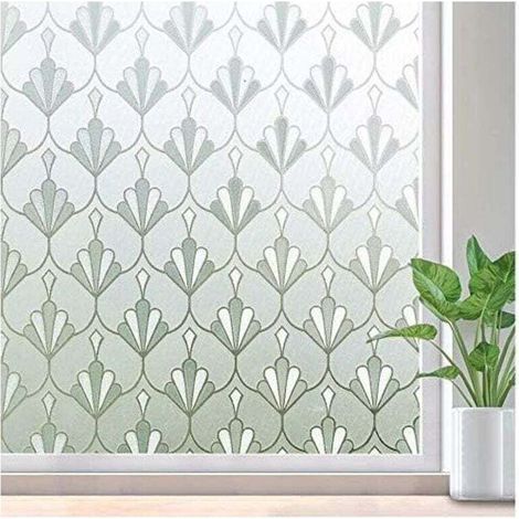 Pellicola elettrostatica per finestre, pellicola per la privacy, non adesiva, riutilizzabile, satinata, opaca, con motivo floreale, per ufficio, casa, bagno, camera da letto, cucina, 40x200 cm (1/4)