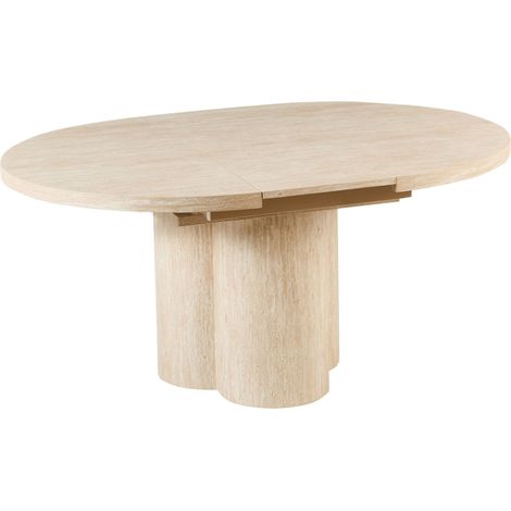Tavolo da pranzo allungabile con ampia base a piedistallo MDF 120/160 x 76 cm Marrone chiaro Moraine