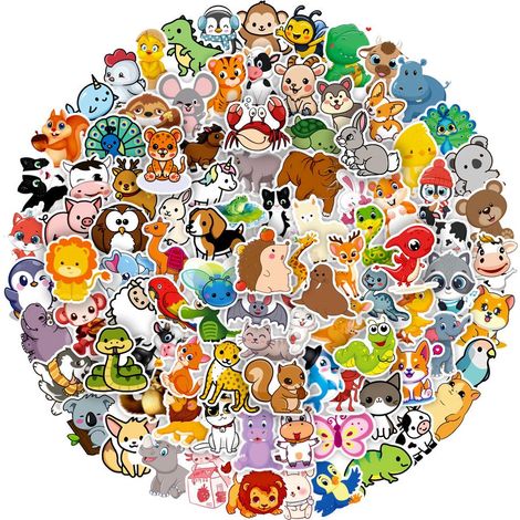 200 autocollants de petits animaux de dessin animé pour gobelet, ordinateur portable, valise, etc. - Autocollants graffiti étanches (1/5)