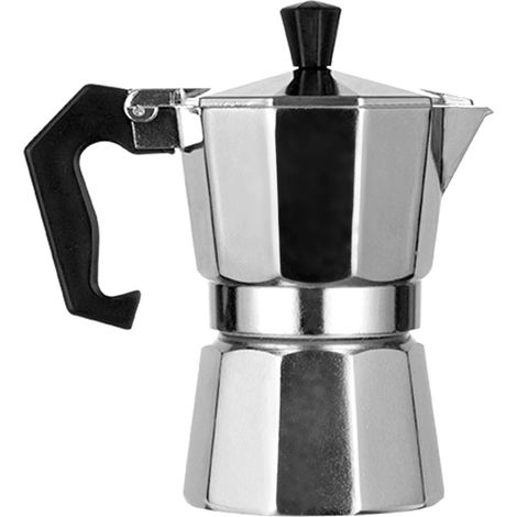 Cafetière Moka 3 tasses (150 ml) en alliage d'aluminium, octogonale, portable, compatible gaz, électrique et vitrocéramique.
