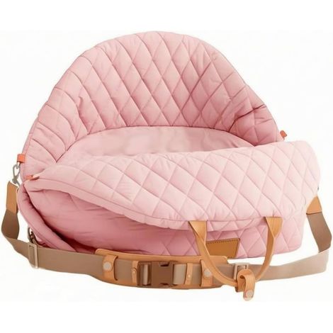 Industrial Dog Litter Box Bed Cushion Basket Kennel Foldable Mattress with Handle and Straps in Bite-Resistant Waterproof Polyester, Pink (1/5)
