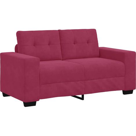 Zweisitzer-Sofa mit Kissen Weinrot Samt (1/5)