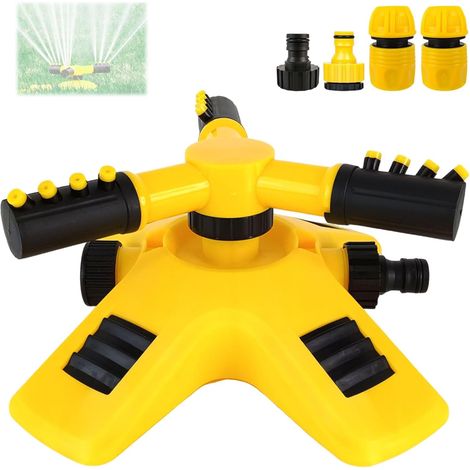 Garden Sprinkler, 360 Degree Rotatable Durable 3 Arms Adjustable Water Spray 2 Models Spray Watering Equipment with 1/2 Inch 3/4 Inch Hose Connector for Garden and Large Yards (1/5)