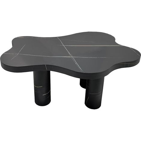 Table Basse Effet Marbre "Nuage" 100cm Noir