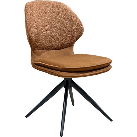 Chaise pivotante 360° tissu bimatière chiné et Mohair doux terra – MELY (1/5)