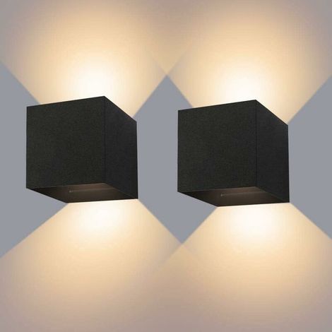 schwarze LED-Wandleuchten (12 W), IP65 wasserdicht, verstellbarer Lichtkegel (nach oben und unten), 3000 K warmweißes Licht, für Wohnzimmer, Schlafzimmer und Flur. (1/5)