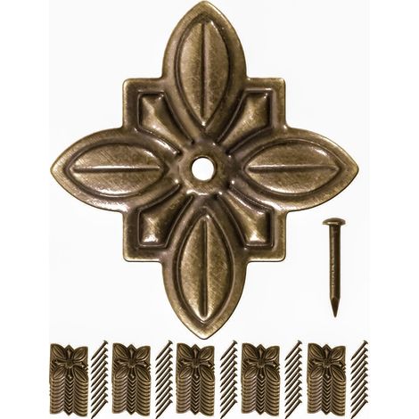 Lot de 50 clous décoratifs antiques,clous à tête ornementale,laiton vintage,Antique Flower Patch Decorative 30 x 27 mm,bronze,for Living Room Decor (1/5)
