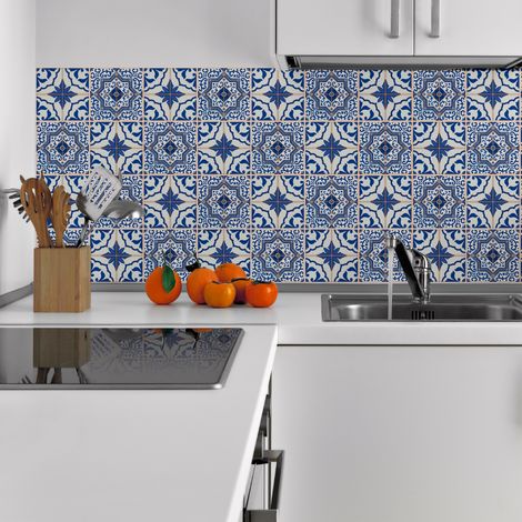 Sticker Mural Carrelage adhésif Cuisine Salle de Bain - 24 STICKERS CARREAUX DE CIMENT AZULEJOS RODRIGO - 24stickers10x10cm (1/5)