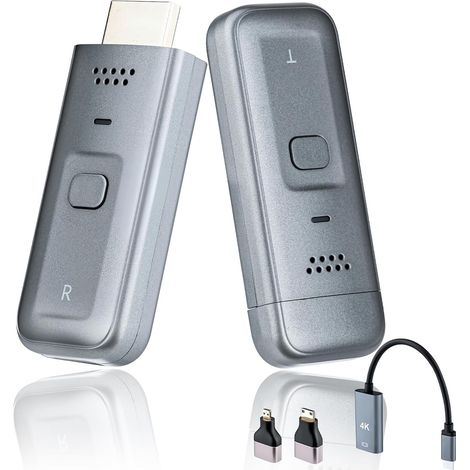 Wigearss Émetteur-Récepteur HDMI sans Fil, 1080P@60Hz, 2,4G/5G, Portée 30m, sans Latence, Plug&Play, Multi-Usage pour Ordinateur Portable/PC/TV vers Un projecteur/Moniteur/HD TV (1/5)