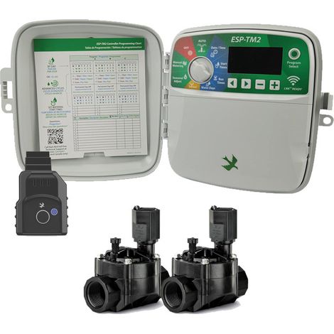 Programador de Riego Wifi ESP-TM2 4 zonas Exterior Rain Bird Riego Automatico para Jardin 2 Electroválvulas 100HV 24V 1'' (1/5)