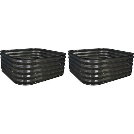 Set of 2 x Large Metal Raised Vegetable Bed in Dark Grey (120cm)