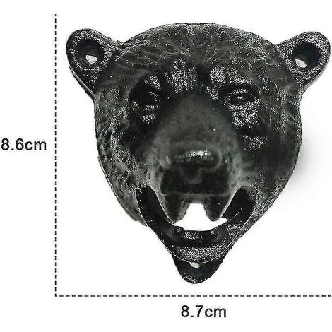 Flaschenöffner in Form von Grizzlybärzähnen zur Wandmontage aus Gusseisen (schwarz) (1/3)