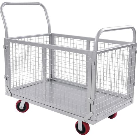 Chariot à main multifonction en acier laminé à froid argenté, pour centres logistiques, entrepôts, centres de distribution, supermarchés, lignes de production 100 x 60 x 94 cm (1/5)
