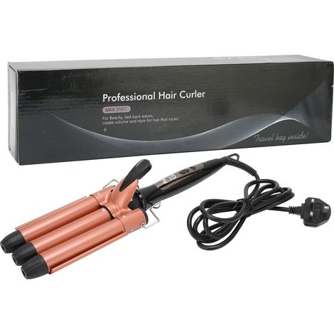 Fer à friser LCD3 cylindre 25mm, réglage température, portable domestique, boucleur cheveux, prise UK 220V. (1/5)