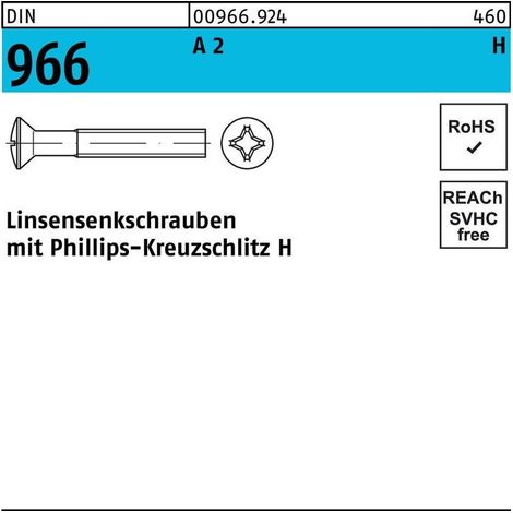 Linsensenkschraube ISO 7047 PH M3x 10-H A 2 1000 Stück