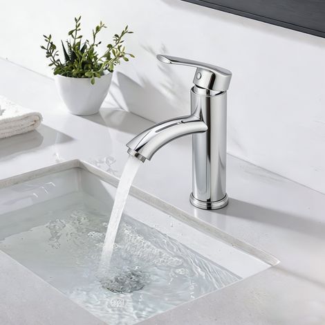 Oraymin – Mitigeur de Lavabo Chromé Robinet Salle de Bain à Deux Voies Robinet Lavabo pour Salle de Bain Robinetterie de Lavabo en Acier Inox (1/5)