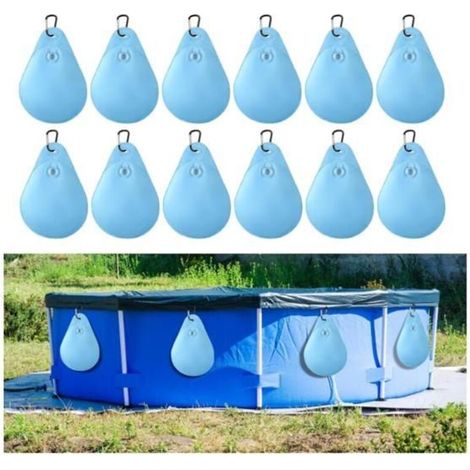 12 Weight Bags with Hook Pool Cover, Thick PVC Water Bags for Pool Tarp Suspension.