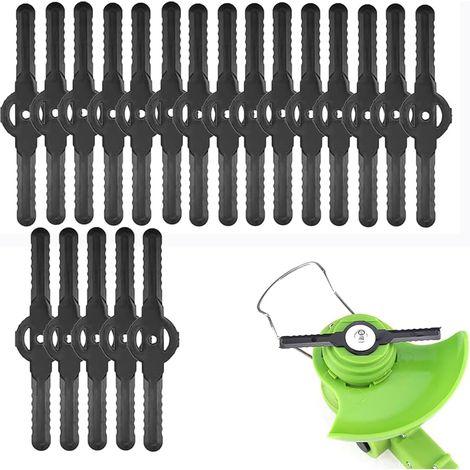 Packung mit 20 Kunststoff-Freischneiderklingen, 139 mm Rasentrimmerklingen, kompatibel mit Mini-Rasenmähern und 3-in-1-Trimmern (Schwarz)