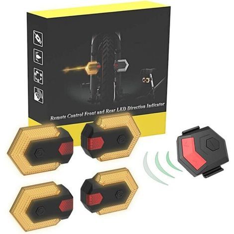 1 jeu de clignotants avant et arrière pour vélo avec télécommande sans fil (noir) –