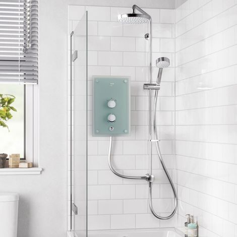 Mira Azora Dual Head Electric Shower 9.8kW Power Glass Clearscale 1.1634.156 (1/5)