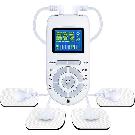 Stimulateur musculaire TENS double canal - 20 modes - Electrodes 2" et 2"x4" - Soulagement professionnel (1/5)