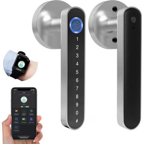 Serrure de porte à empreintes digitales, serrure intelligente avec contrôle par application et clavier numérique, serrure Bluetooth (1/5)