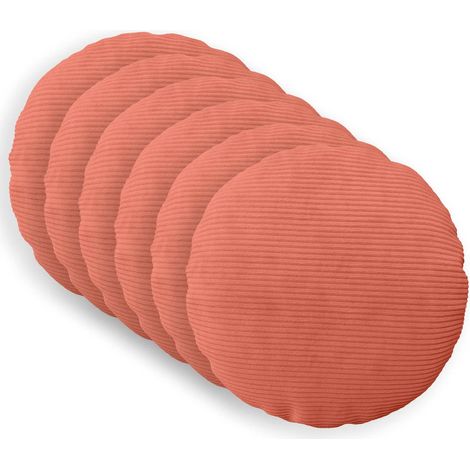 Kissenbezug 6 pcs HEERLEN Rot-Orange Ø 30 cm Cord vidaXL