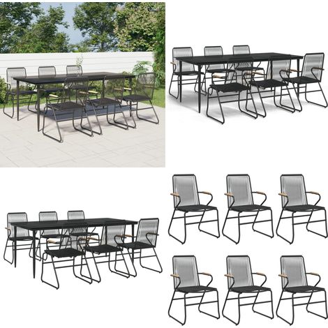 7-tlg. Garten-Essgruppe Schwarz PVC-Rattan - Gartenmöbel - PVC-Rattan (1/5)