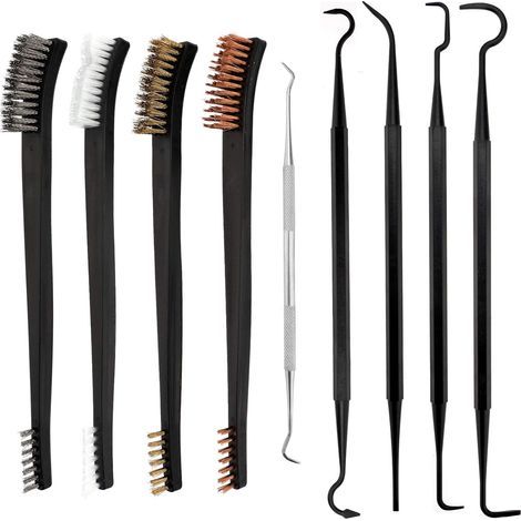 9 Pièces Mini Brosse Métallique et Kit de Sélection, Brosse en Acier à Double Extrémité en Laiton, Cuivre et Nylon et Pics en Métal Ploymer pour le Nettoyage des Scories de Soudage et de la Rouil (1/5)