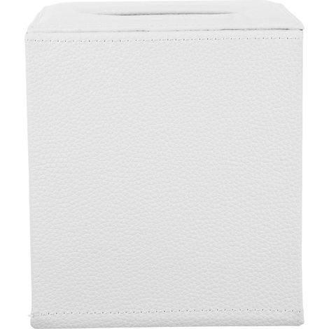 Boîte à Mouchoirs Carrée pour Salle de Bain Bureau ou Chambre Distributeur de Mouchoirs Similicuir Blanc avec Accès Facile (1/5)