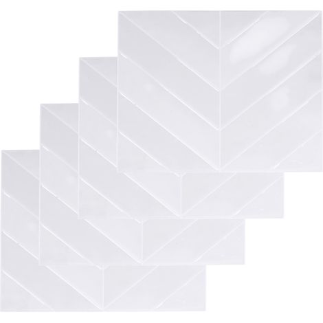 Set mit 4 selbstklebenden Fliesen, weißes Fischgrätmuster (1/5)