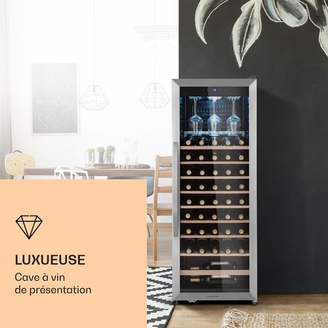 Klarstein – Cave à vin de vieillissement 46 bouteilles – Température réglable 4-18°C – Écran tactile – Protection UV – Dimensions 48x125x46cm