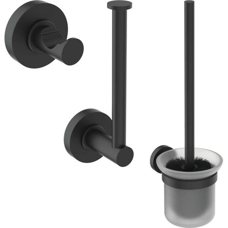 Ideal Standard IOM - Juego de accesorios para baño, cristal mate/negro A9246XG