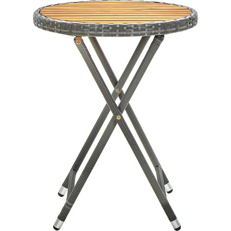 Maison Exclusive - Beistelltisch Grau 60 cm Poly Rattan und Akazi (1/5)