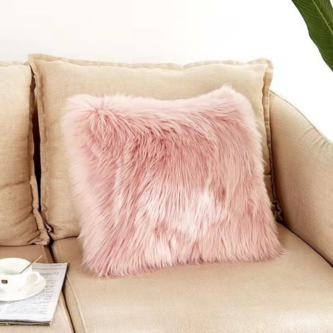 Housse De Coussin - Fourrure Synthétique Longue - 45 x 45 cm - Fermeture Éclair Cachée - Pour Canapé Chaise Lit - Lot De 2 (1/5)