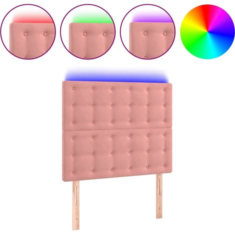 Maison Exclusive - Cabecero con luces LED terciopelo rosa 80x5x11 (1/5)