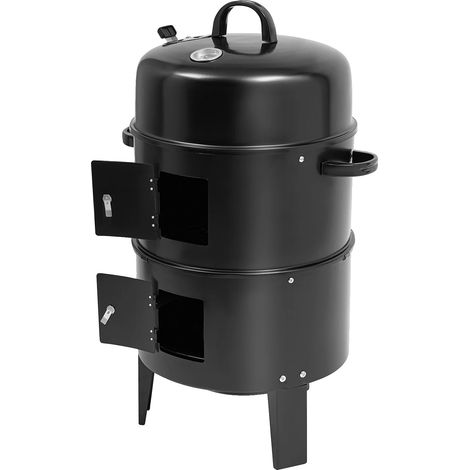 Grill Fumeur au Charbon, Design Multifonctionnel, Facile à Transporter, noir (1/2)