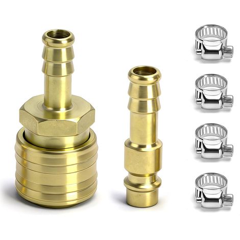 Lot de 6 raccords cannelés 10 mm – Raccords métalliques pour tuyaux d’air et d’eau – Idéal comme raccord de compression, connecteur rapide pneumatique et adaptateur polyvalent (1/5)