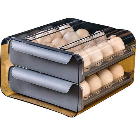 32 Grid Egg Storage Drawer Container For Refrigerator Clear Double-layer Type Egg Storage Rack Space-saving Kitchen Egg Box Egg Tray Holder (1/3)