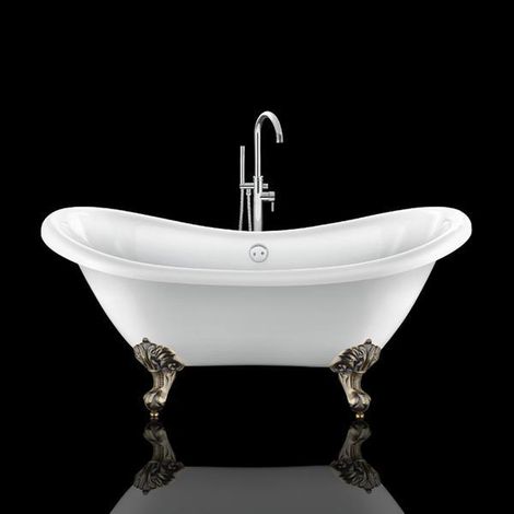 Vasca da bagno freestanding con piedini DARLINGTON Bianca 175 cm Piedini di aquila Bronzo