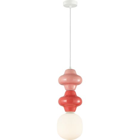 Suspension Art déco céramique rouge/rose Ø18 E14 Italux (1/5)